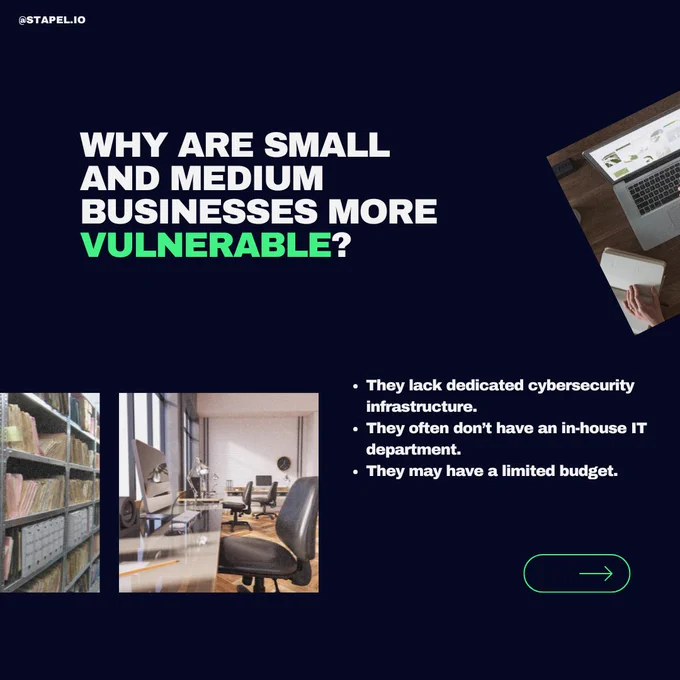 This slide lists the reasons why small and medium businesses are more vulnerable to data breaches.