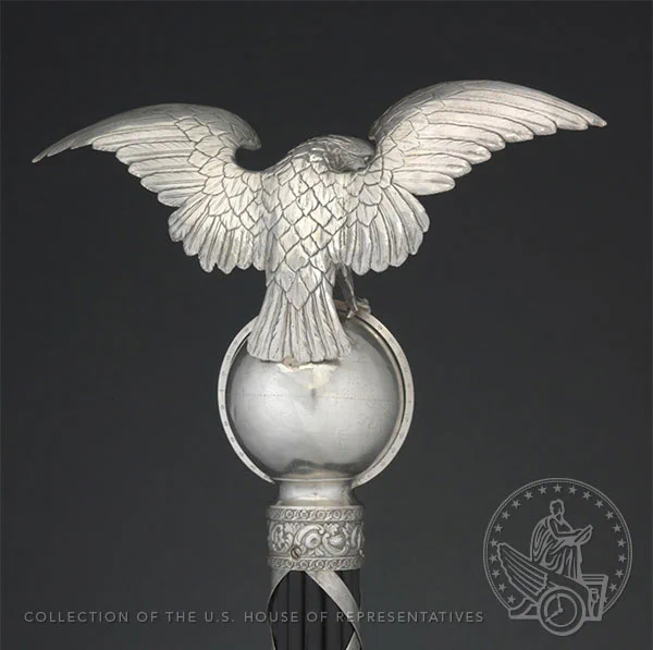 Reverse side of the mace showing the back of the silver eagle