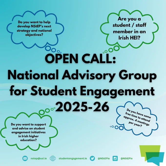 call for students and staff in irish heis to join national advisory group for student engagement 25 - 26