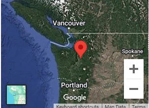 Map showing the location of this afternoons M3.5 (40 km east of Seattle).