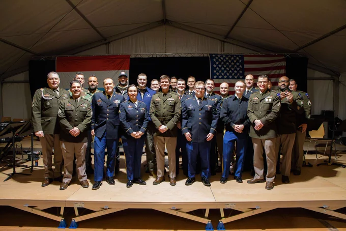 Group photo of US Army and US Air Force personnel together