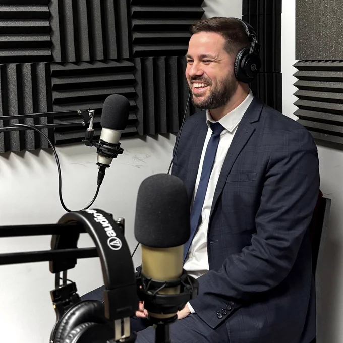 Cllr Michael Graham in a recording booth