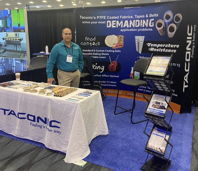 Taconic at MD&M West / WestPack 2025 - Taconic manufactures high performance PTFE coated fiberglass fabrics, tapes, and belts for the packaging industry. 