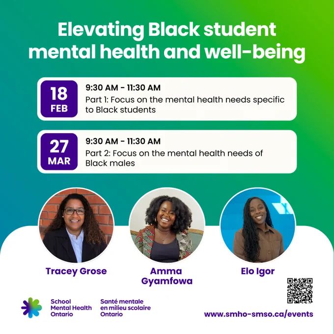 Elevating Black student mental health and well-being. Part 1: February 18, 9:30 to 11:30 AM.