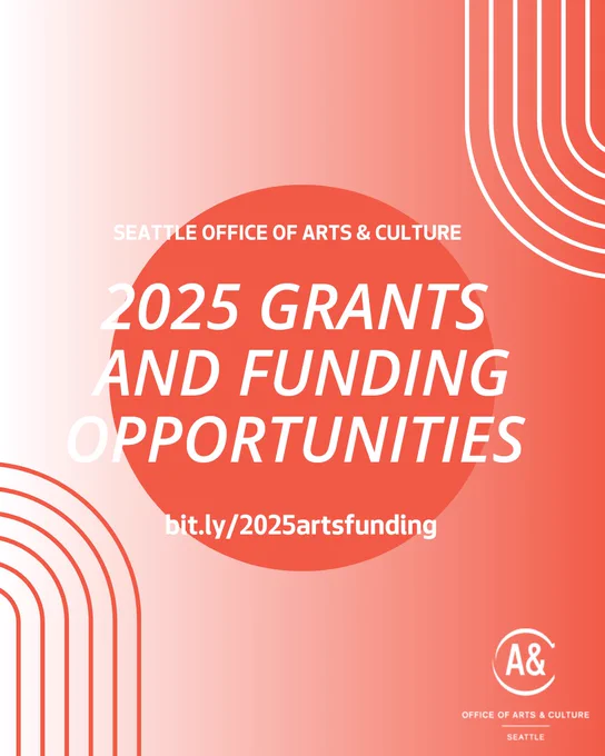 Orange gradient background with curved line designs and white text that reads "2025 Grants and Funding Opportunities."