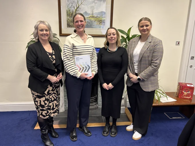 Sarah Davidson and Hannah Paylor from Carnegie UK with Junior Ministers Pam Cameron and Aisling Reilly.