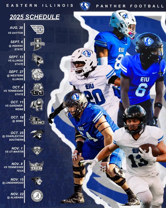 Your 2025 @EIU_FB schedule is HERE‼️

#WeNotMe | #BleedBlue | #WinTheDay
