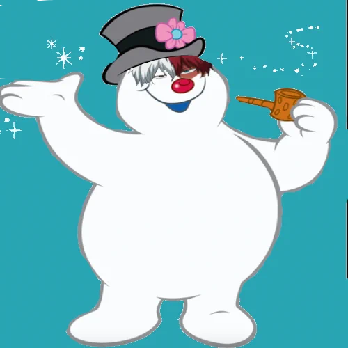 todoroki eyes, hair and scar placed on top of frosty the snowman