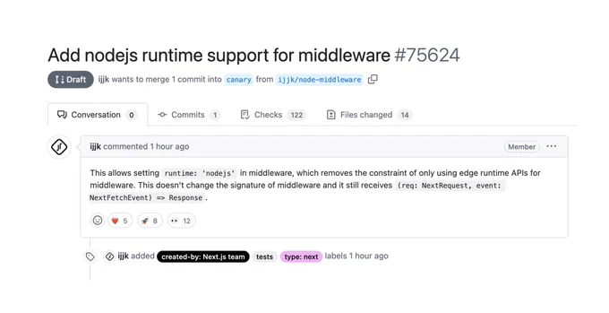Draft PR to add node.js runtime support for middleware