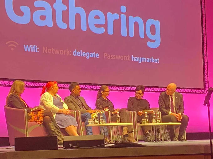 Gathering event at EICC, First Minister and panel of questions from organisations.