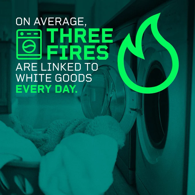 On average three fires are linked to white goods every day.