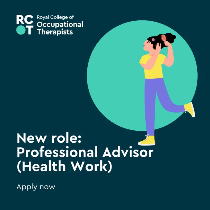 Graphic of person brushing their hair. 
Text reads: New role: Professional advisor (Health Work), Apply now