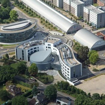 An aerial photograph of Brunel University of London (east side of campus) 