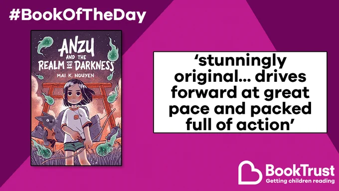 The front cover of Anzu and the Realm of Darkness and a quote from our review: 'Stunningly original... drives forward at great pace and packed full of action'
