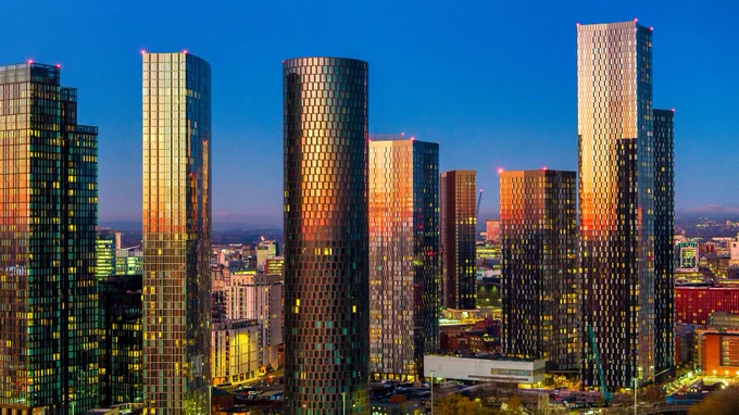 Manchester skyline in the early evening