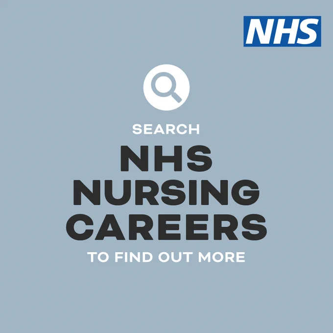 Blue square image, NHS logo and the copy:
Search NHS nursing careers to find out more