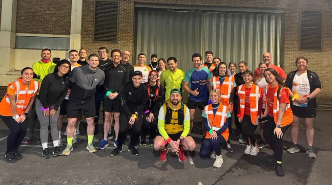 Staff and runners for Guy’s and St Thomas’, Evelina London and Guy’s Cancer ready for their 5km run on Training Evening.
