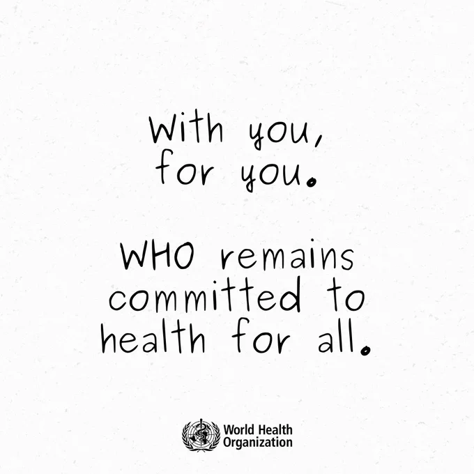 With you,
for you.

WHO remains committed to health for all.