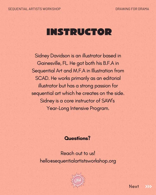 learn.sawcomics.org to learn more about the instructor
