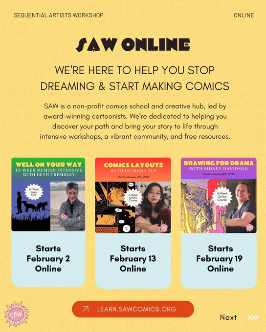 learn.sawcomics.org to learn more about upcoming courses online 