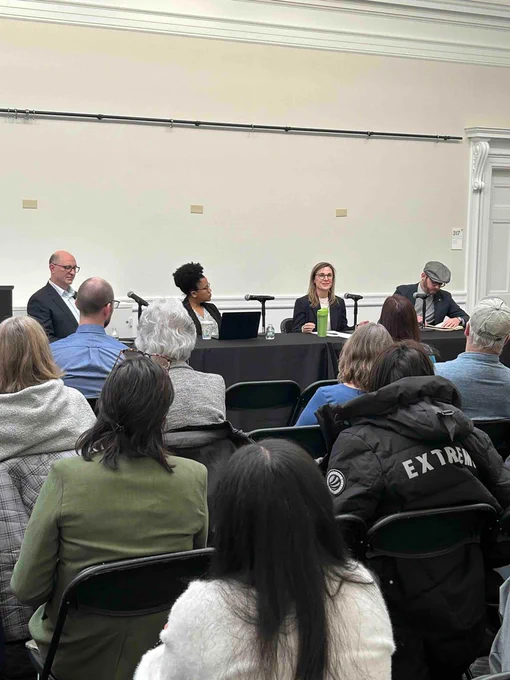 photo of panelists Seth Cotlar, Marsha Barrett, Jennifer Mittelstadt, John S. Huntington