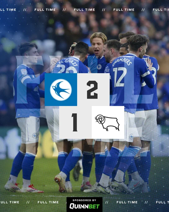The Bluebirds celebrate Anwar El Ghazi's goal at CCS...