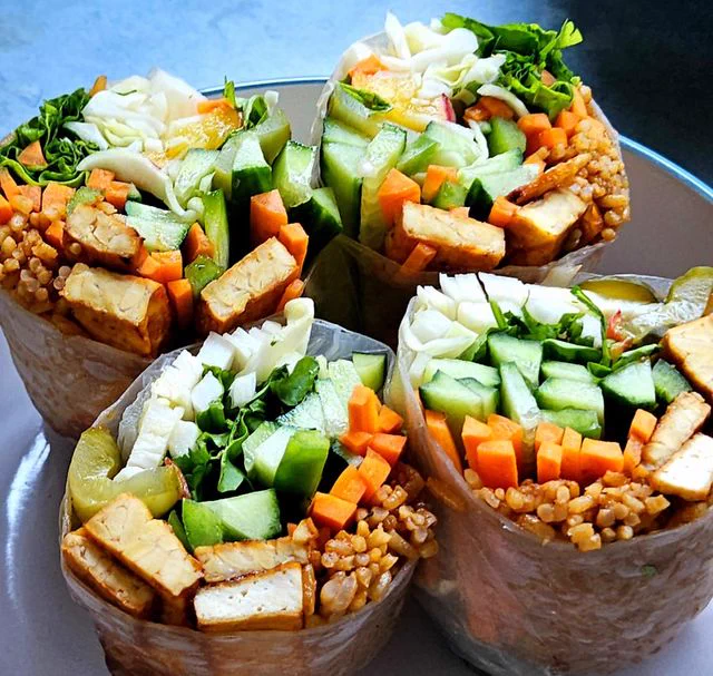 Korean Tempeh summer rolls 