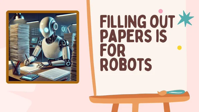 robot filling out paper