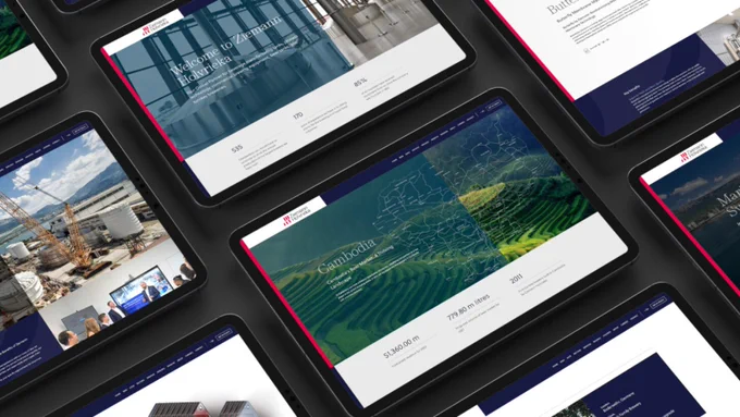 A collection of visually impressive websites displayed on tablets. 