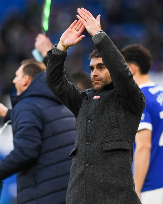 City boss Omer Riza applauds the Bluebirds support.