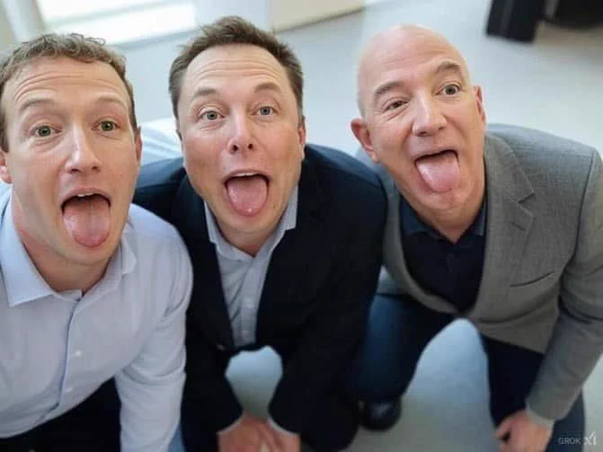 Mark,Elon,Jeff jokes on you meme @mazzithegod