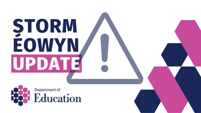 Graphic that says - Storm Éowyn Update