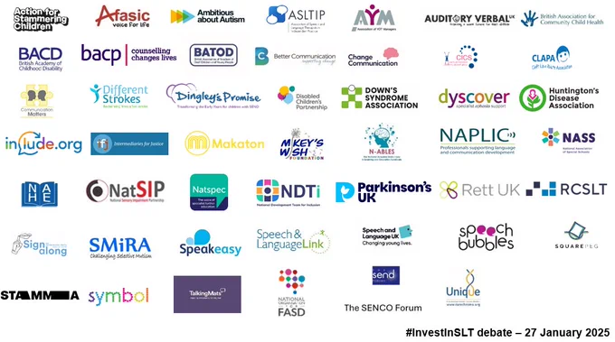 The logos of 48 organisations supporting the briefing for the debate on Mikey Akers’ #InvestInSLT petition.