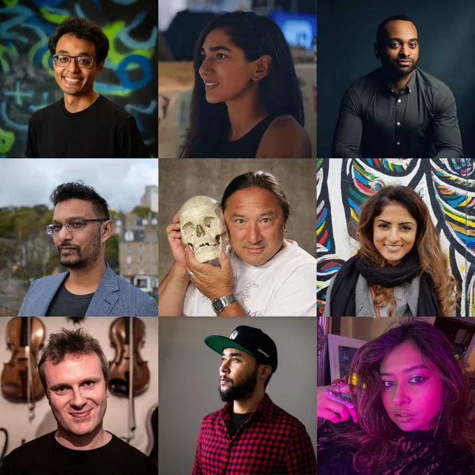 a 3x3 grid of headshots of diverse game developers set to speak at the diverse games festival 2025.