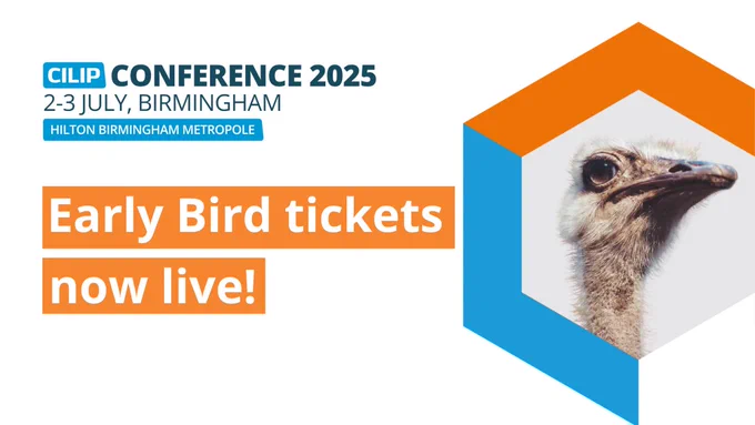 Image of bird with CILIP conference 2025 logo. Text reads Early Bird tickets now live! 