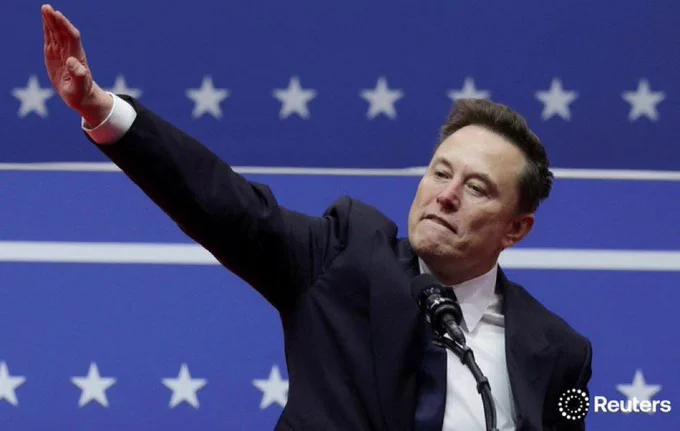 This is Elon Musk doing a Nazi salute because he’s a Nazi