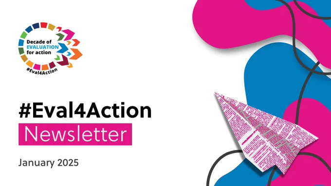 vText reads, "#Eval4Action Newsletter. January 2025." Eval4Action logo.


