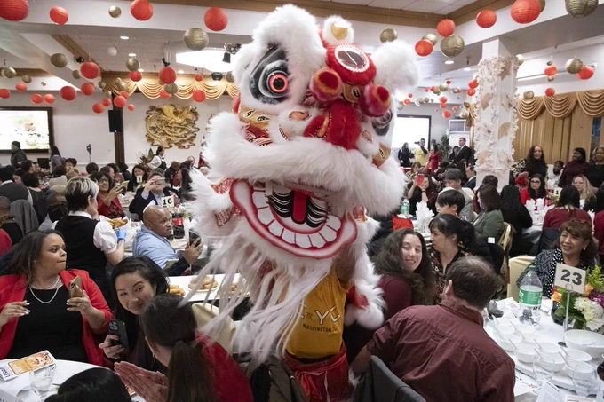 Lunar New Year celebration with dragon 
