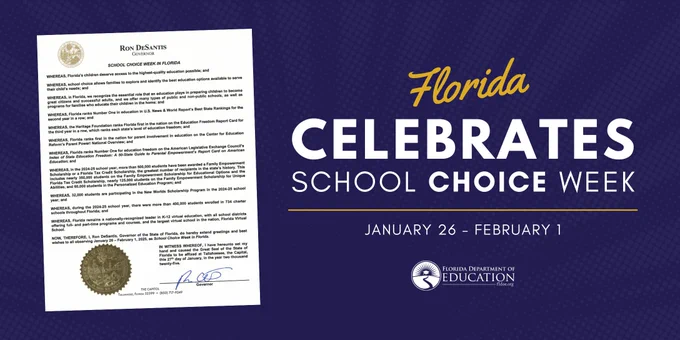 Florida celebrates School Choice Week - January 26-February 1.