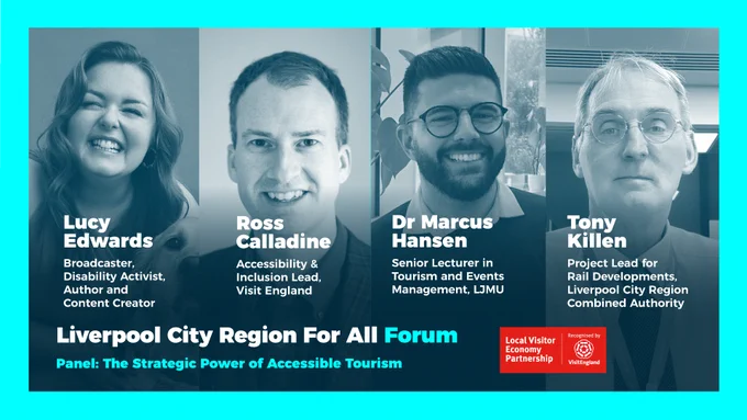 Discover how accessibility drives growth at the #LCRForAll Forum! 🌍📅
 
Friday, 31 Jan, 1:20 PM @YourECL.

Featuring @RossCalladine, @TourismMarcus, @lucyedwards & @lpoolcityregion’s Tony Killen

RSVP now for FREE today ➡️ https://www.eventbrite.co.uk/e/liverpool-city-region-for-all-unlocking-an-accessible-visitor-economy-tickets-1095092634549?aff=oddtdtcreator