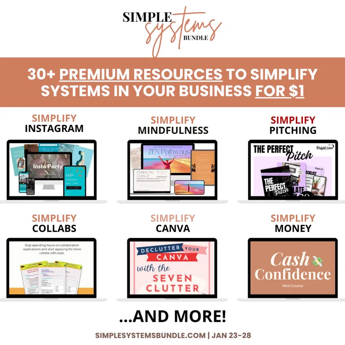 30  premium resources to simplify systems in your business for $1 Jan 23-28
