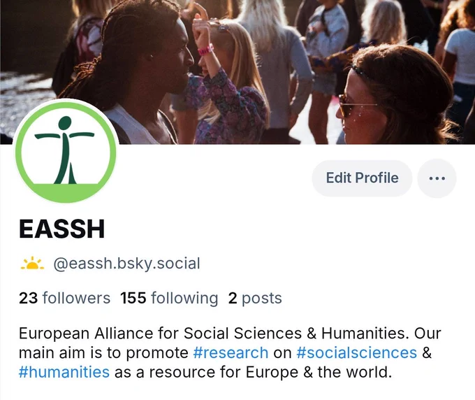 Screenshot of the EASSH account on Blue Sky