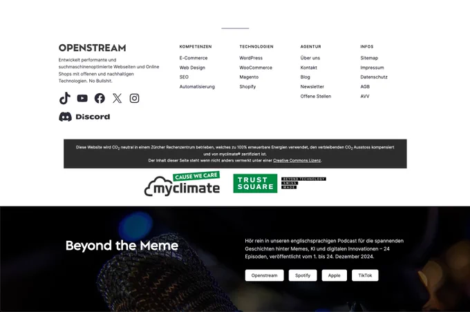 openstream.ch Footer Desktop Screenshot