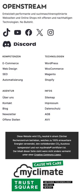 openstream.ch Footer Mobile Screenshot