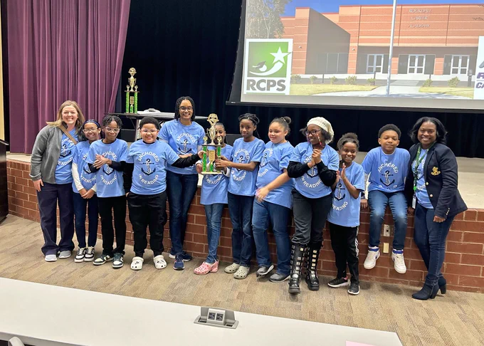 Photo from Rockdale County Helen Ruffin Reading Bowl January 25, 2025 at RCA, of students, teachers/staff, parents and audience.