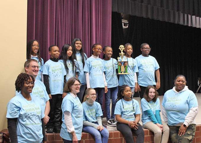 Photo from Rockdale County Helen Ruffin Reading Bowl January 25, 2025 at RCA, of students, teachers/staff, parents and audience.