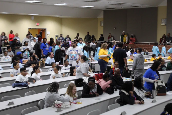 Photo from Rockdale County Helen Ruffin Reading Bowl January 25, 2025 at RCA, of students, teachers/staff, parents and audience.