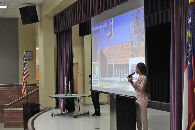 Photo from Rockdale County Helen Ruffin Reading Bowl January 25, 2025 at RCA, of students, teachers/staff, parents and audience.