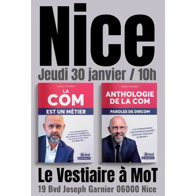 Images des livres La Com est un métier, et Anthologie de la Com, de Frédéric Fougerat