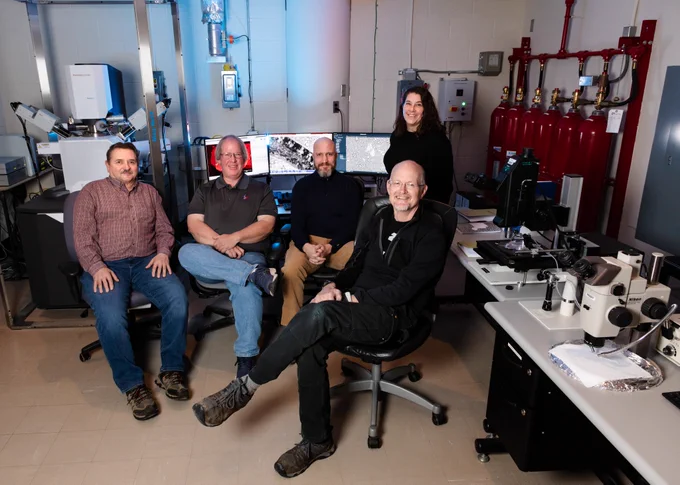 Tim McCoy (second from left) and his museum co-author colleagues (left to right) Tim Rose, Rob Wardell, Tim Gooding and Cari Corrigan.